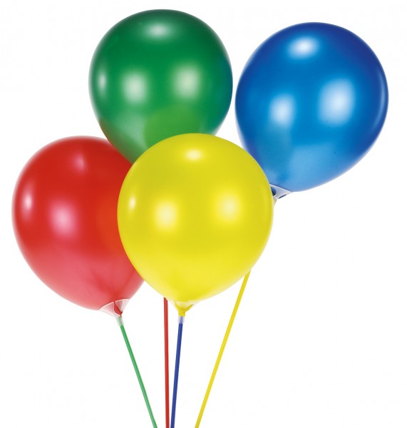 15 Rainbow Luftballonstäbe Bunt mit Halterung
