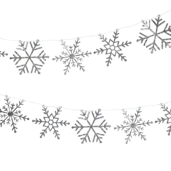 Guirnalda de copos de nieve de Navidad helada 3m