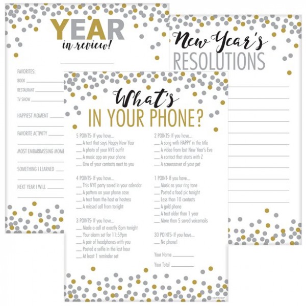 60 New Years Eve party game sheets