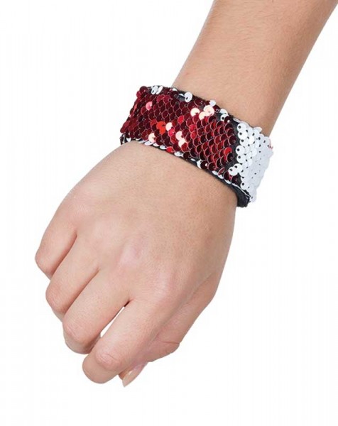 Red and white reversible sequin bracelet