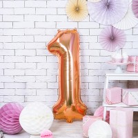Anteprima: Palloncino foil numero 1 in oro rosa 86 cm