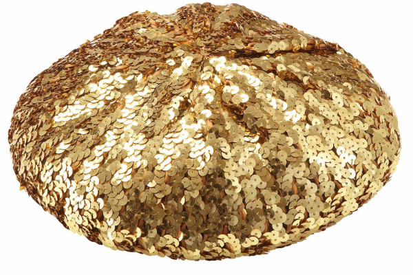 Cekinowy beret ze złotym brokatem