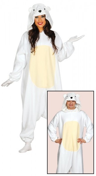 Fluffy polar bear costume for adults