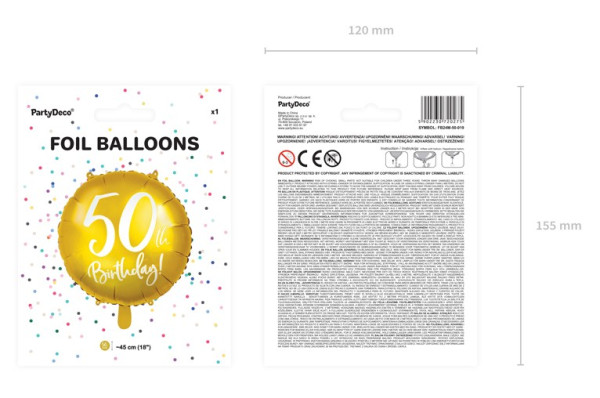 Glossy 50th Birthday Folienballon 45cm 2