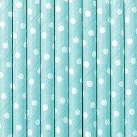 Preview: 10 dotted paper straws turquoise 19.5cm