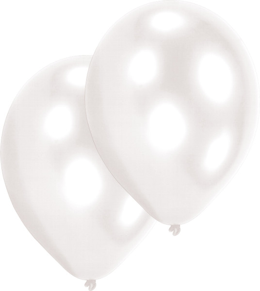 Sæt med 10 hvide perlemor balloner 27,5cm