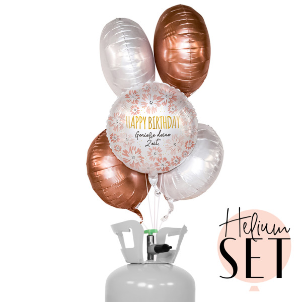 Bloomy Birthday Ballonbouquet-Set mit Heliumbehälter