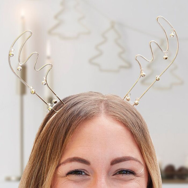 Golden Christmas Reindeer Headband