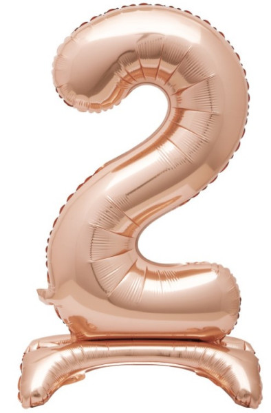 Balon stojący numer 2 w kolorze różowego złota 76 cm