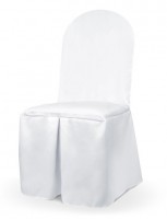 Vorschau: Weiße Stuhlhusse mit Falte 92cm