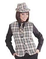 Preview: Beige-green checked vest unisex