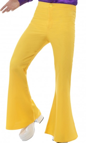 Męskie spodnie rozszerzane w kolorze żółtym