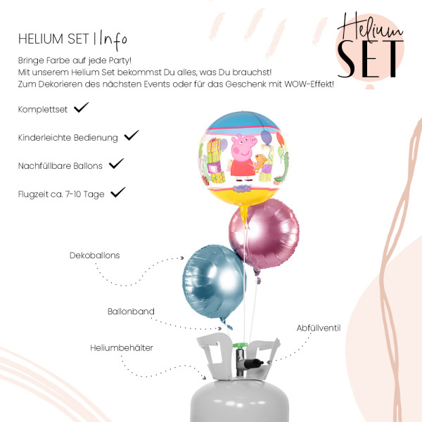 Peppa Pig Ballonbouquet-Set mit Heliumbehälter 3