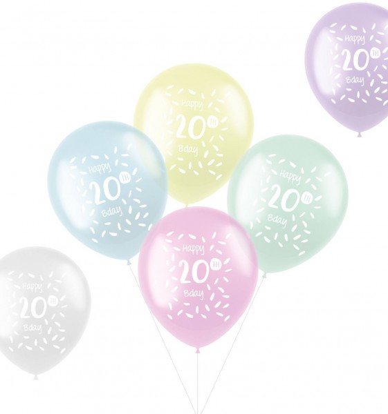 6 Happy 20th B-Day Latexballons 33cm