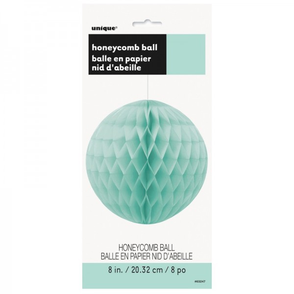 Decorative honeycomb ball mint green 20cm