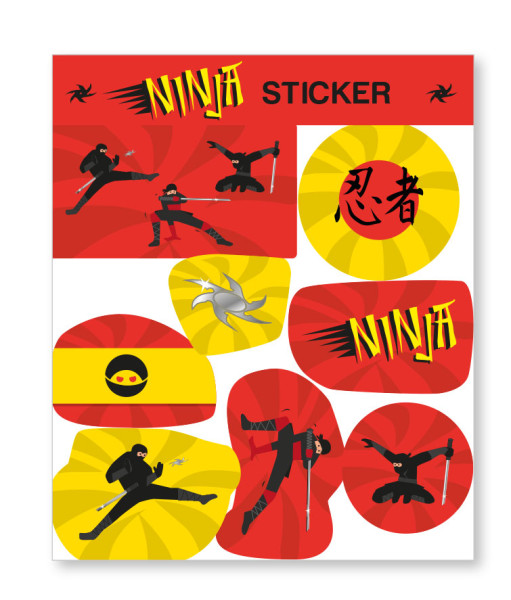 Arkusz naklejek na przyjęcie ninja