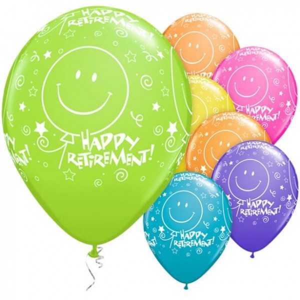 6 colored latex balloons retirement 28cm