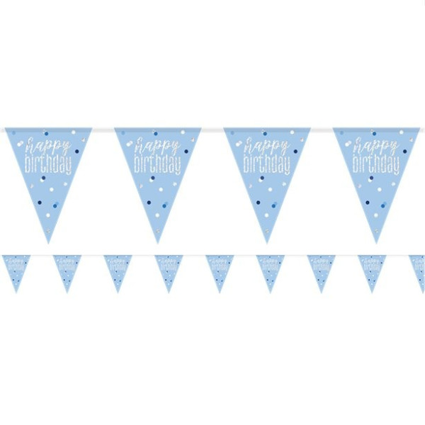 Sprankelende blauwe verjaardag wimpel ketting 2.75m