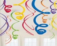 12 farverige dekorative spiraler Fiesta 55cm