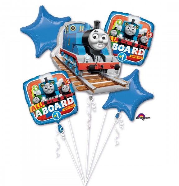 5 Folienballons Thomas, die kleine Lokomotive