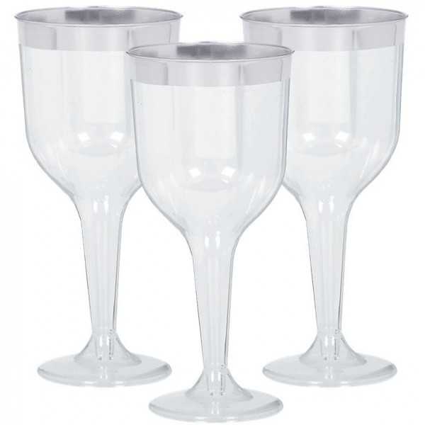 8 premium wine glasses with silver rim 295ml