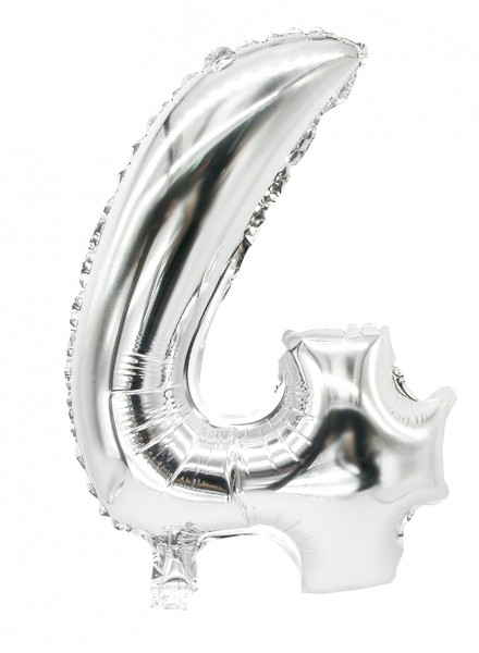 Folieballon nummer 4 zilver 43cm