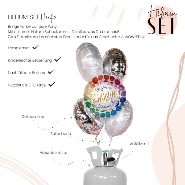 Schulkind Glückwunsch Ballonbouquet-Set mit Heliumbehälter 3