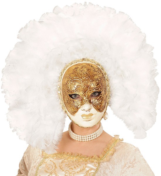 Pompous mask with white feather headdress 2