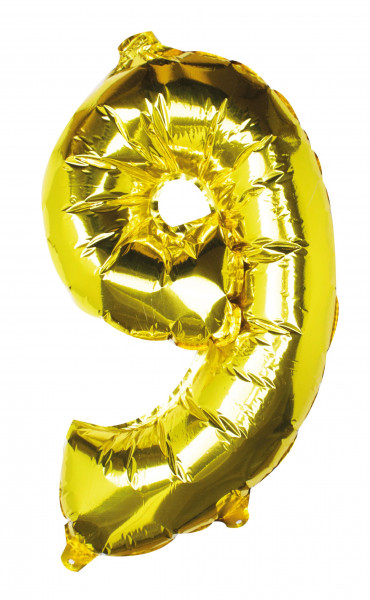 Golden number 9 foil balloon 40cm
