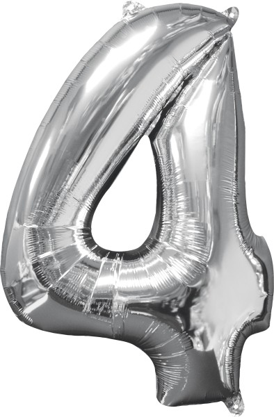 Foil balloon number 4 silver 66cm