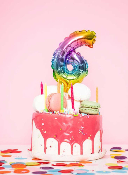 Globo de decoración de pastel de arco iris número 0