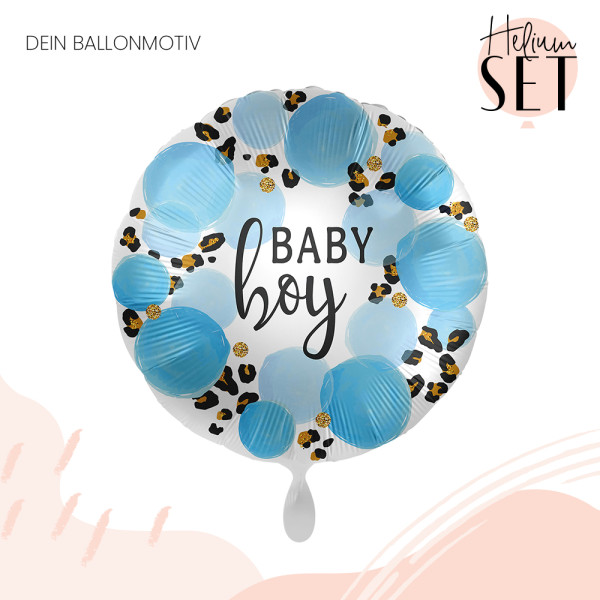 Baby Boy Leopard Ballonbouquet-Set mit Heliumbehälter