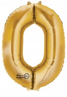 Cijferballon 0 goud 88cm