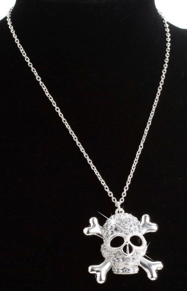 Glittering skull necklace silver 3