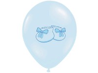 Voorvertoning: 6 ballonnen babyschoentje lichtblauw 30cm