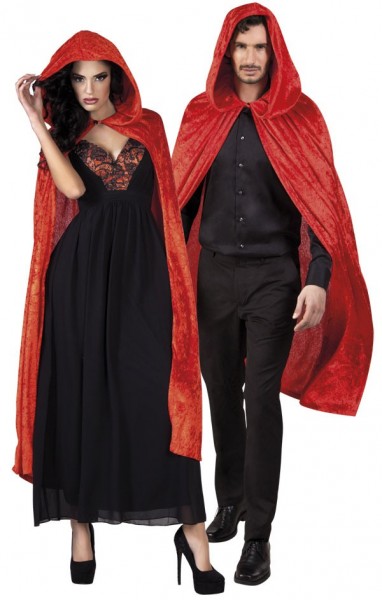 Elegant cape with hood in red 170cm