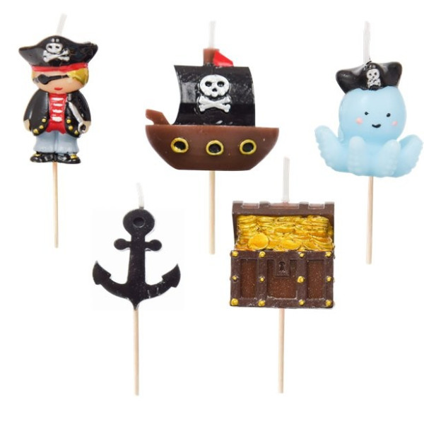 5 velas de pastel pirata Capitán Black
