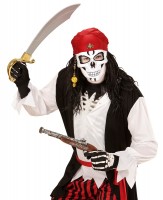 Vorschau: Piratentotenkopf Maske mit rotem Bandana