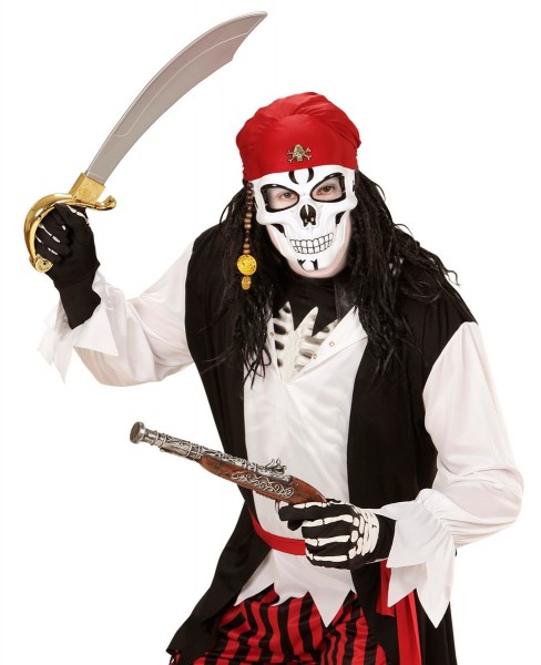 Máscara de calavera pirata con bandana roja 4