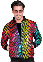 Preview: Rainbow party sequin bomber jacket unisex