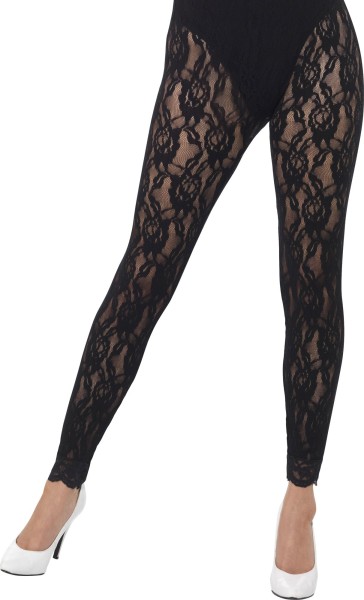 80s style lace leggings black