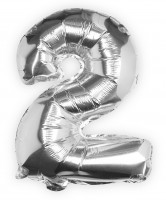 Vorschau: Silberner Zahl 2 Folienballon 40cm