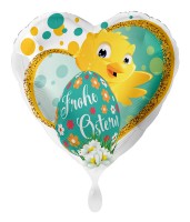 Ballon aluminium coeur poussin Joyeuses Pâques 43cm