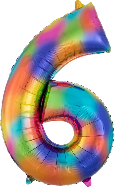 Rainbow number 6 foil balloon