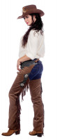 Western cowgirl chaps in brown deluxe
