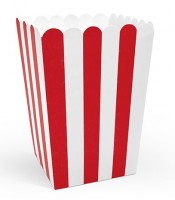 6 scatole snack popcorn rosse e bianche