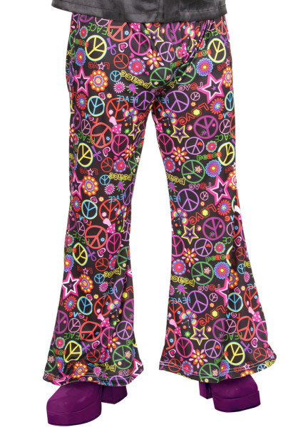 Męskie spodnie z rozszerzanymi nogawkami w stylu hippisowskim Peace
