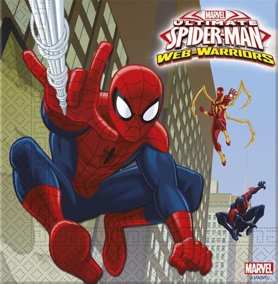 20 serviettes Spiderman Web Warriors 33 cm