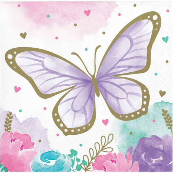 16 serviettes papillon Fly Butterfly 25cm