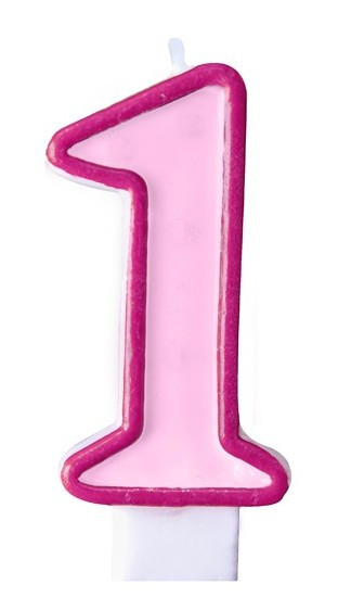 Nummerljus 1 rosa 7cm